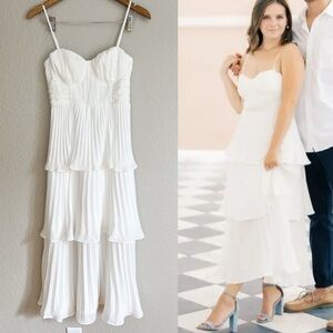 NWOT Cascading Crush White Tiered Bustier Midi Dress